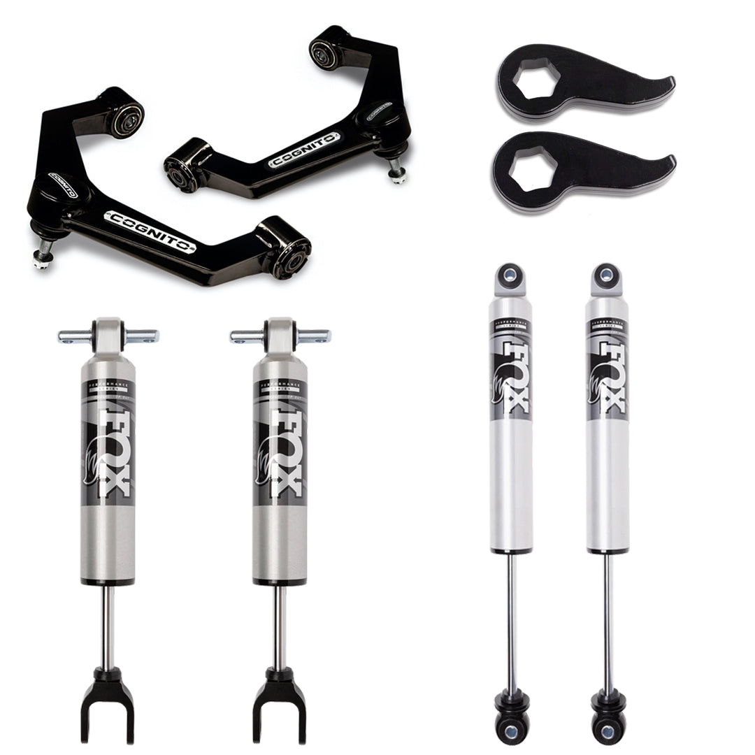Mid Travel Kit - 11-19 GM 2500/3500 Cognito Stage 2 Mid Travel Kit With Fox 2.5 HTO Shocks