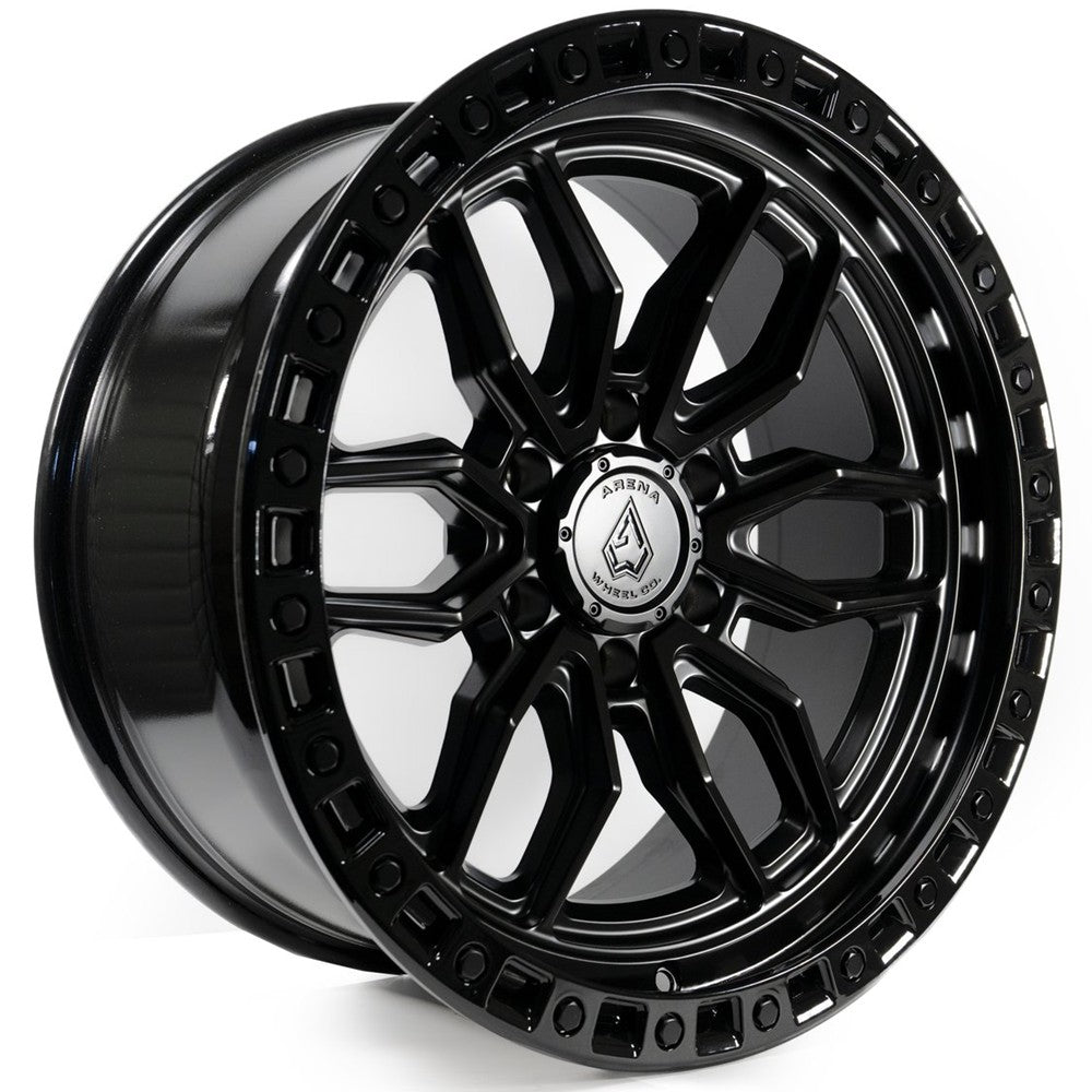 18x9 Arena A109 Hustle Satin Black Center Glossy Black Lip Wheel 6x135 (1mm)