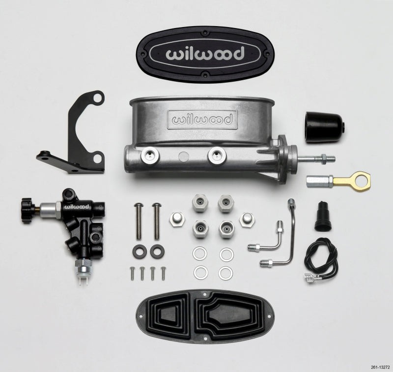 Wilwood HV Tandem M/C Kit w L/H Bracket & Prop Valve - 7/8in Bore-W/Pushrod - Early Mustang-LTW Motorsports