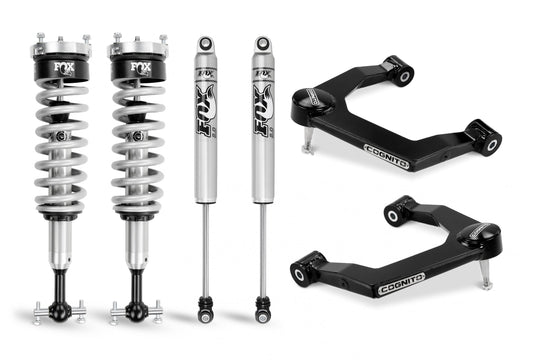 Cognito 1-Inch Performance Uniball Leveling Kit With Fox PS Coilover 2.0 IFP Shocks for 19-24 Silverado Trail Boss/Sierra AT4 1500 4WD