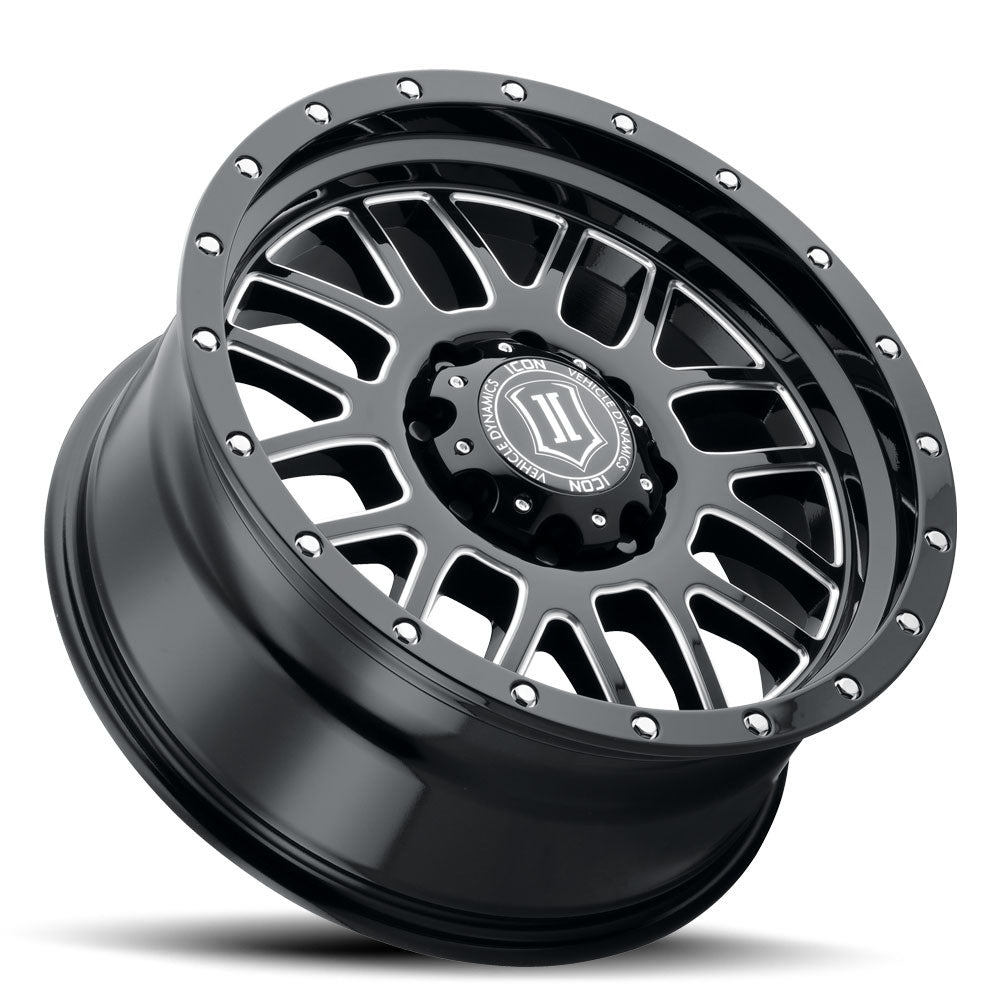 Alpha 20 X 9 Gloss Black W/ Milled Windows, ICON Alloys
