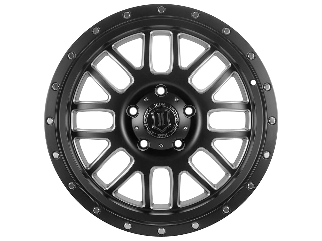 Alpha 20 X 9 Satin Black W/ Milled Windows, ICON Alloys