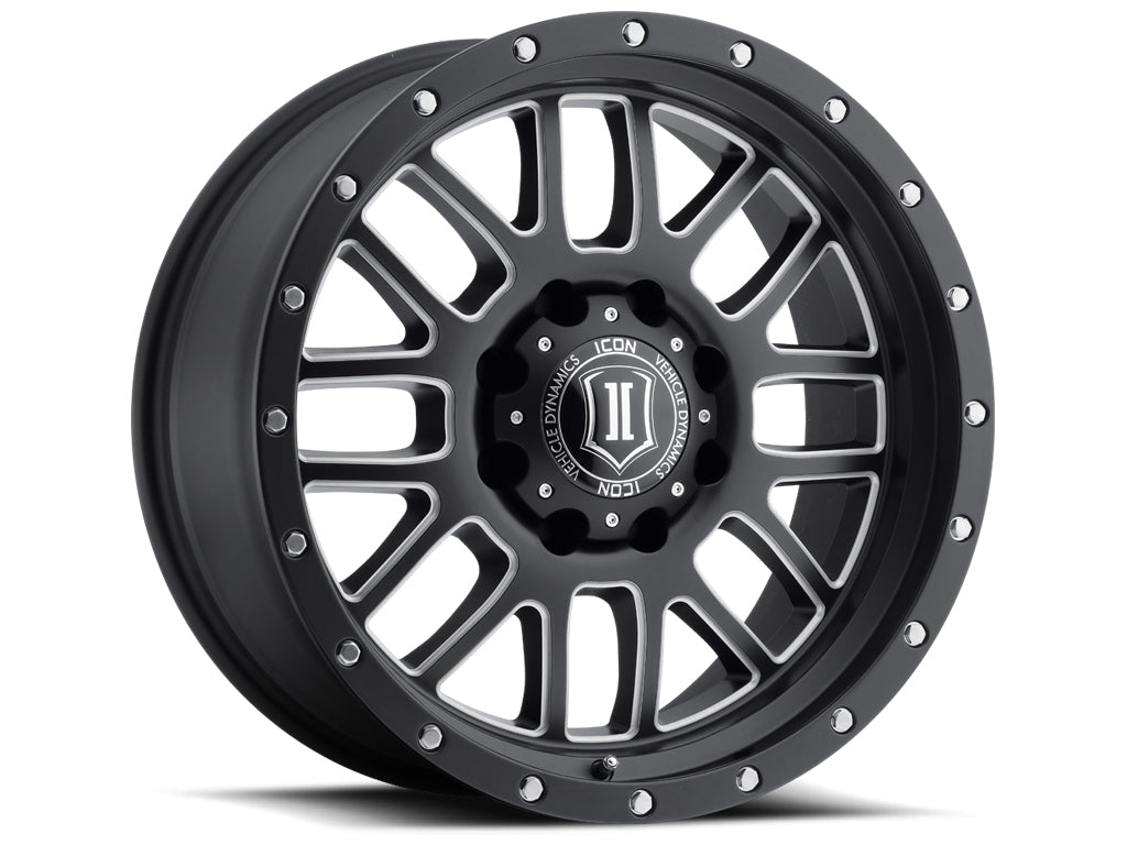 Alpha 20 X 9 Satin Black W/ Milled Windows, ICON Alloys