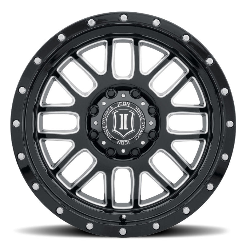 ICON Alpha 20x9 5x150 16mm Offset 5.625in BS Gloss Black Milled Spokes Wheel-LTW Motorsports