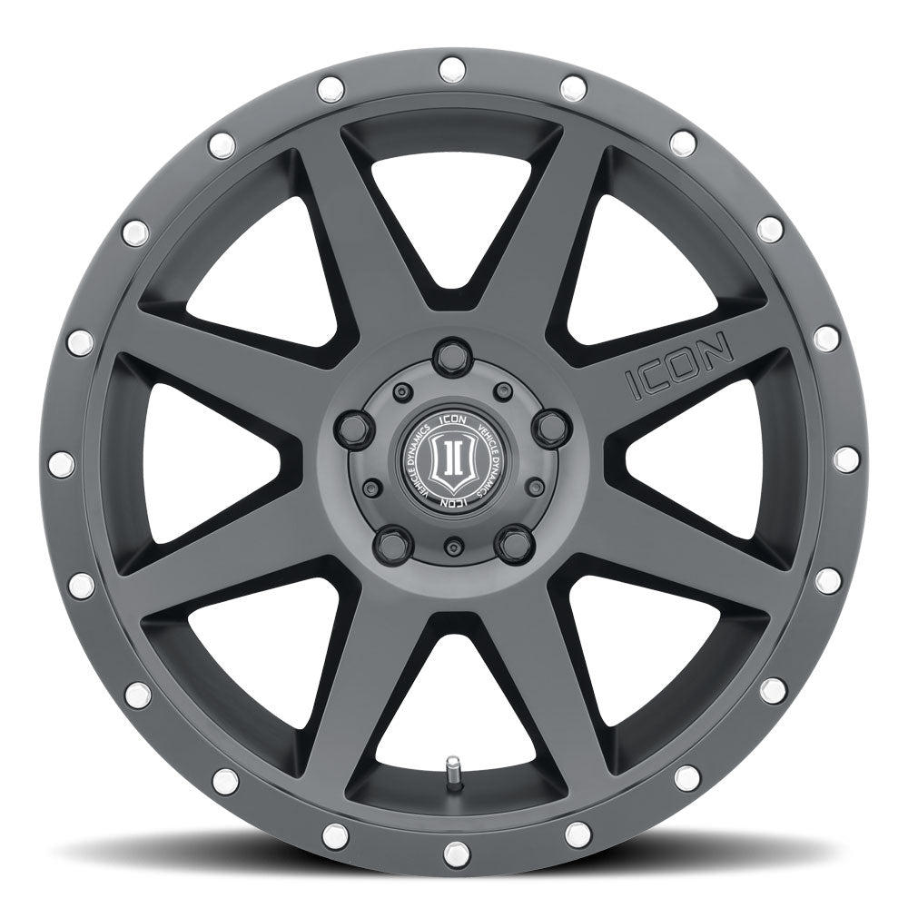Rebound 20 X 9 / 5X150 / 16MM / 5.625 Inch Back Space Satin Black, ICON Alloys
