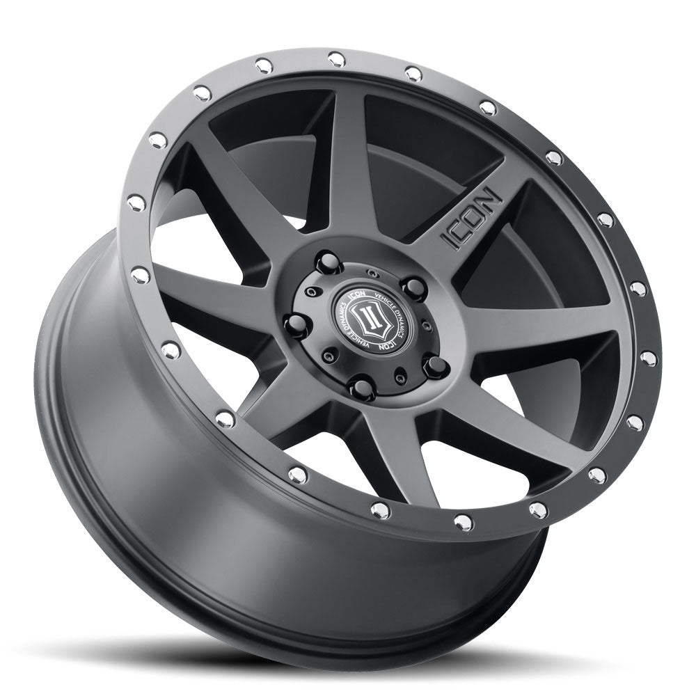 Rebound 20 X 9 / 5X150 / 16MM / 5.625 Inch Back Space Satin Black, ICON Alloys