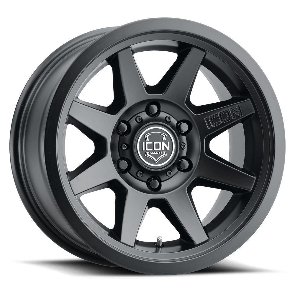 Rebound Six 17 X 8.5 / 6 X 5.5 25MM Offset 5.75 Inch Back Space Satin Black, ICON Alloys