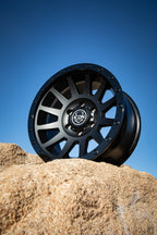 Compression 17 X 8.5 / 5 X 5 -6MM Offset 4.5 Inch Back Space Double Black, ICON Alloys