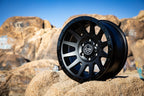 Compression 18 X 9 / 5 X 5 -12MM Offset 4.5 Inch Back Space Double Black, ICON Alloys