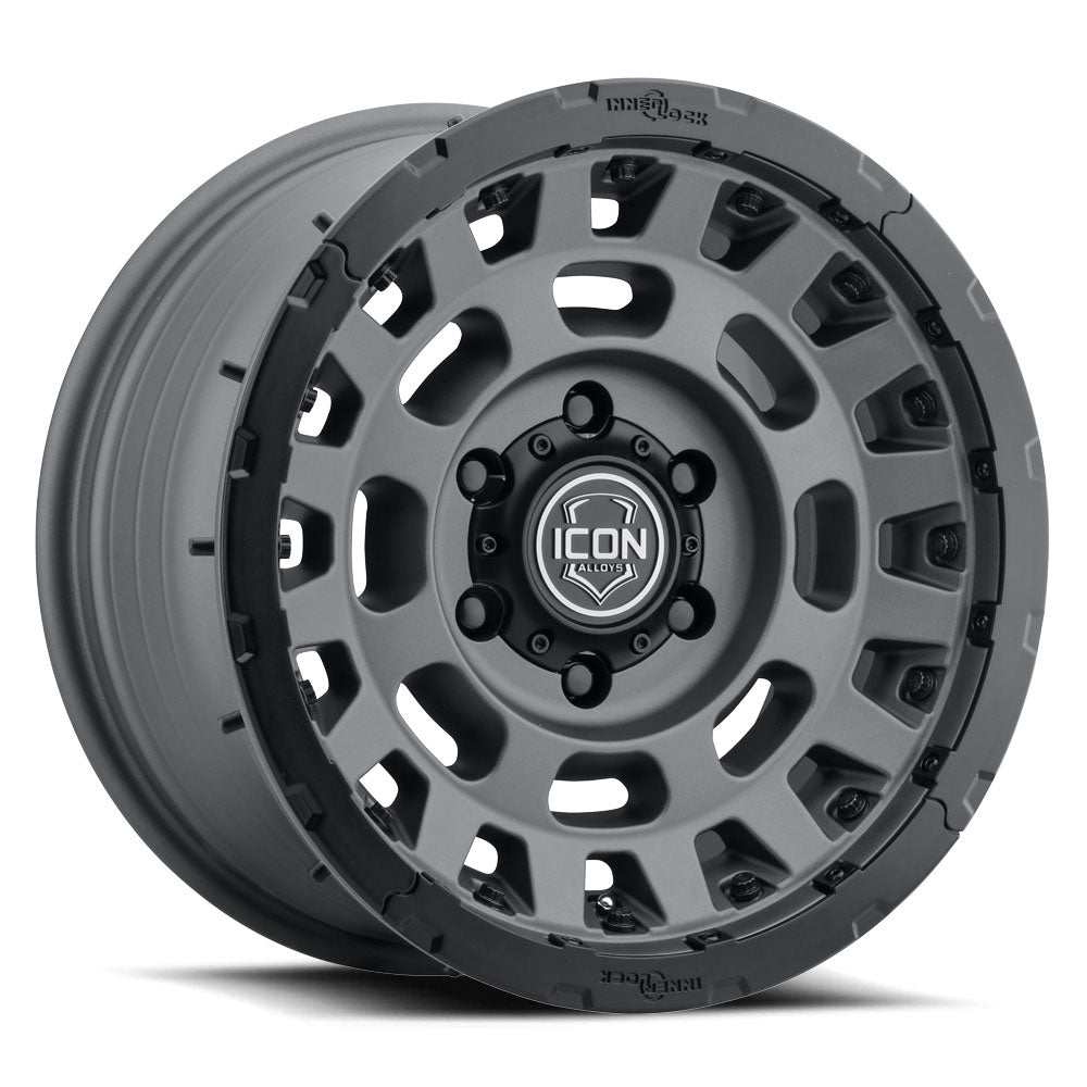 Hammer Pro 17 X 8.5 Charcoal W/ Black Ring, ICON Alloys