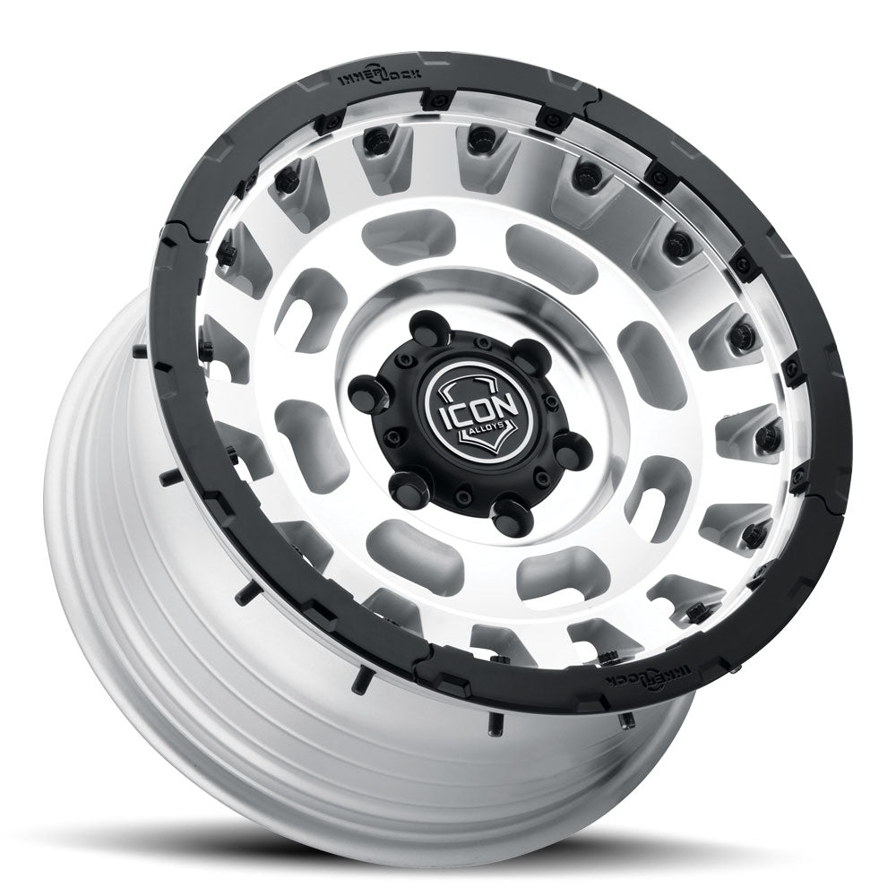 Hammer Pro 17 X 8.5 Silver Machined W/ Black Ring, ICON Alloys