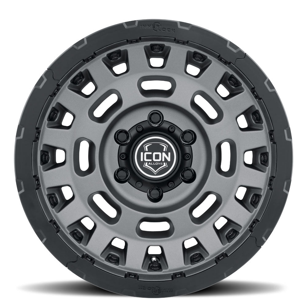 Hammer Pro 17 X 8.5 / 6 X 135 6MM Offset 5 Inch Back Space Charcoal W/ Black Ring, ICON Alloys