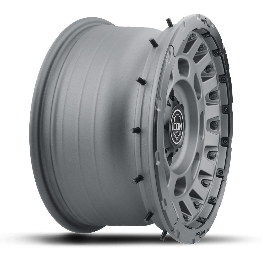 Hammer Pro 17 X 8.5 / 6 X 5.5 0MM Offset 4.75 Inch Back Space Charcoal W/ Black Ring, ICON Alloys
