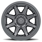 Rebound Pro 17 X 8.5 / 5 X 5.5 0MM Offset 4.75 Inch Back Space 108MM Hub Bore Satin Black, ICON Alloys