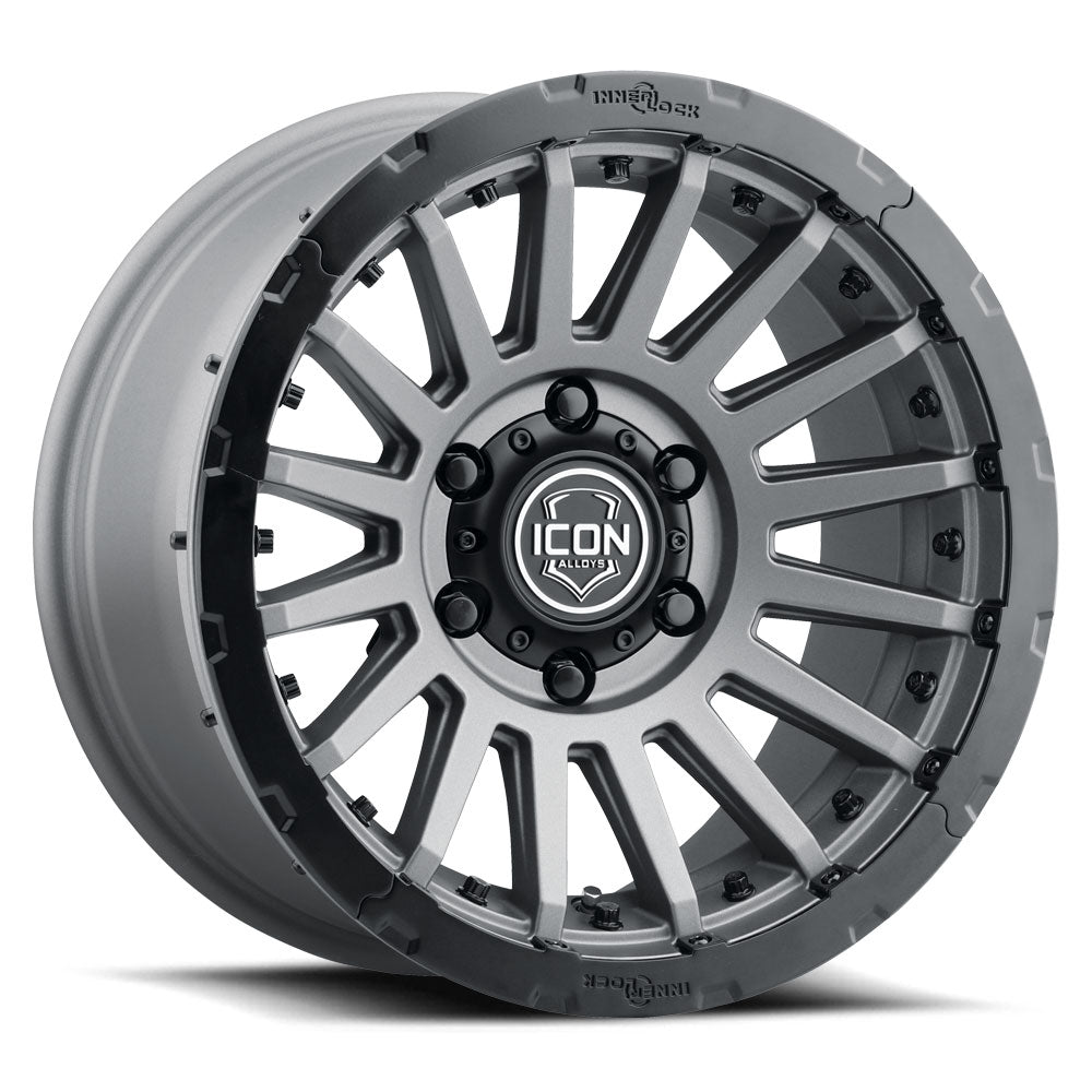 Rebound Pro 17 X 8.5 Charcoal W/ Black Ring, ICON Alloys