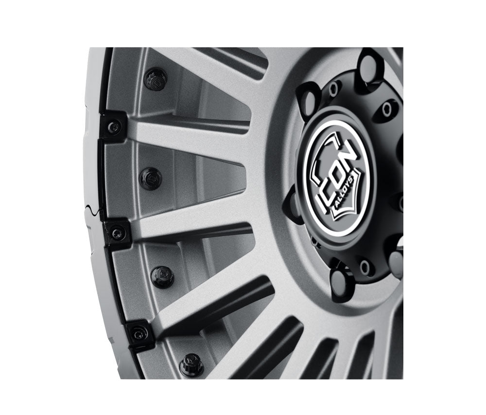 Rebound Pro 17 X 8.5 / 5 X 4.5 0MM Offset 4.75 Inch Back Space Charcoal W/ Black Ring, ICON Alloys