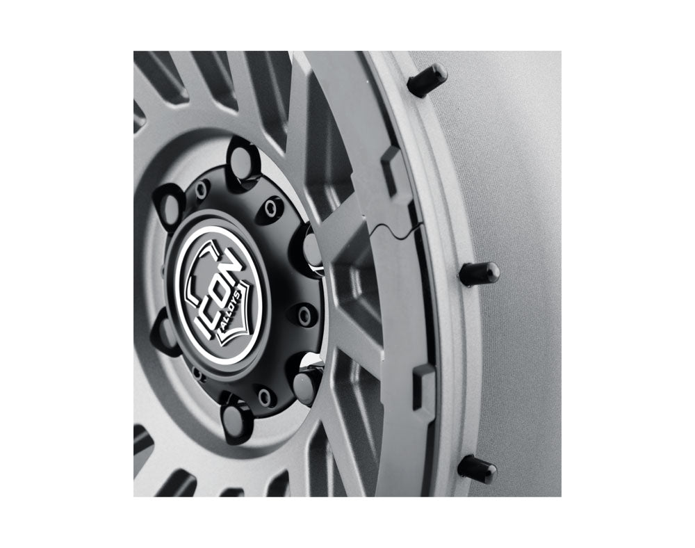 Rebound Pro 17 X 8.5 / 6 X 5.5 0MM Offset 4.75 Inch Back Space Charcoal W/ Black Ring, ICON Alloys