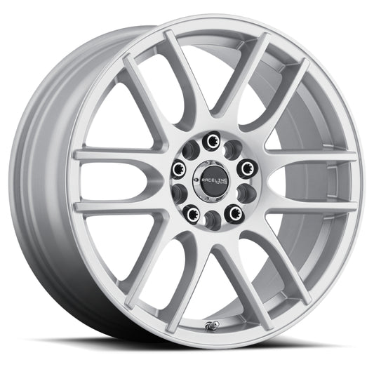 Raceline 141S Mystique 16x7in / 4x100/4x108 BP / 40mm Offset / 72.62mm Bore - Gloss Silver Wheel