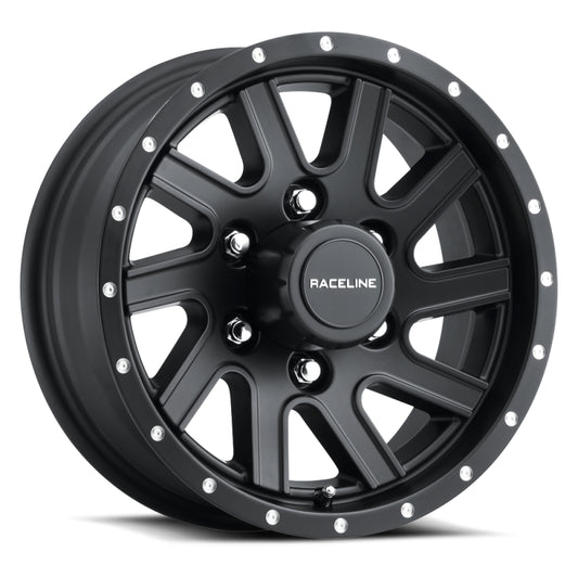 Raceline 820MB Twisted 16x6in / 8x165.1 BP / 0mm Offset / 4.90mm Bore - Satin Black Wheel