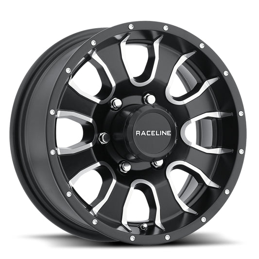 Raceline 860M Mamba 13x4.5in / 5x114.3 BP / -0.125mm Offset / 3.19mm Bore - Black & Machined Wheel
