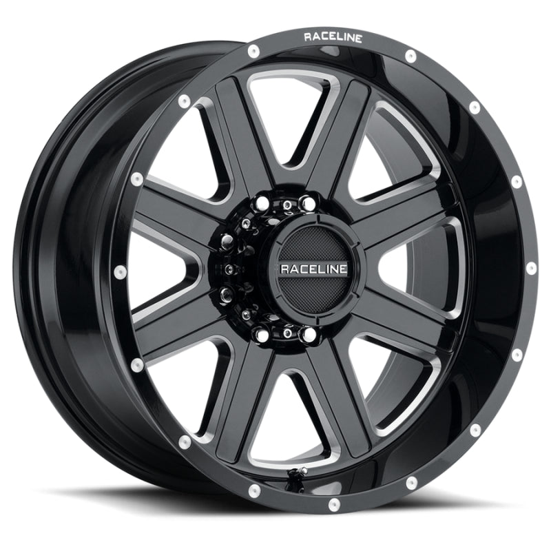 Raceline 940M Hostage 20x9in / 5x127 BP / 0mm Offset / 78.1mm Bore - Black & Milled Wheel