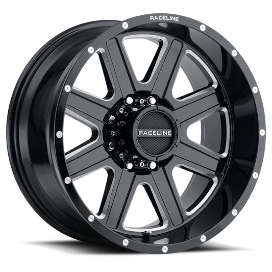 Raceline 940M Hostage 20x9in / 5x127 BP / 0mm Offset / 78.1mm Bore - Black & Milled Wheel
