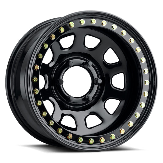 Raceline RT51 Daytona Rock 17x9in/8x165.1 BP/-38mm Offset/130.81mm Bore - Gloss Black Beadlock Wheel