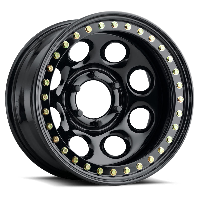 Raceline RT81 Rock 8 15x10in / 5x139.7 BP / -44mm Offset / 107.95mm Bore- Gloss Black Beadlock Wheel