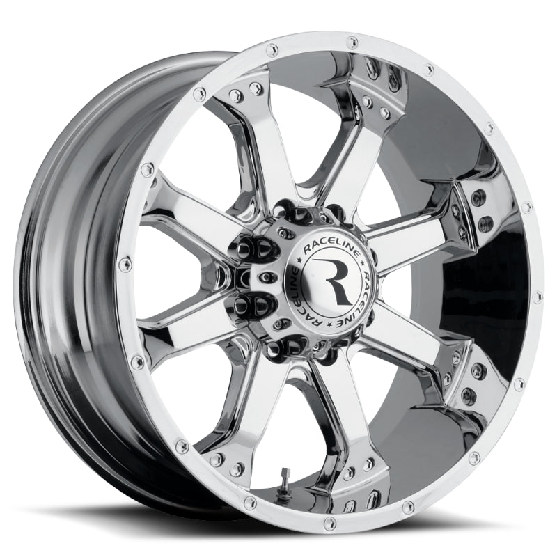 Raceline 991C Assault 16x8in / 5x127 BP / 0mm Offset / 78.1mm Bore - Chrome Wheel