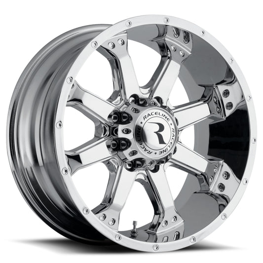 Raceline 991C Assault 16x8in / 5x127 BP / 0mm Offset / 78.1mm Bore - Chrome Wheel