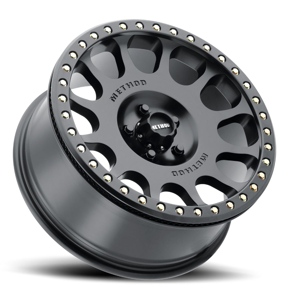 Method Aluminum Wheels 17x9 Beadlock MR105 Bolt Pattern 5 On 114.3 Offset -38 Lip Size 1.77 Matte Black MB