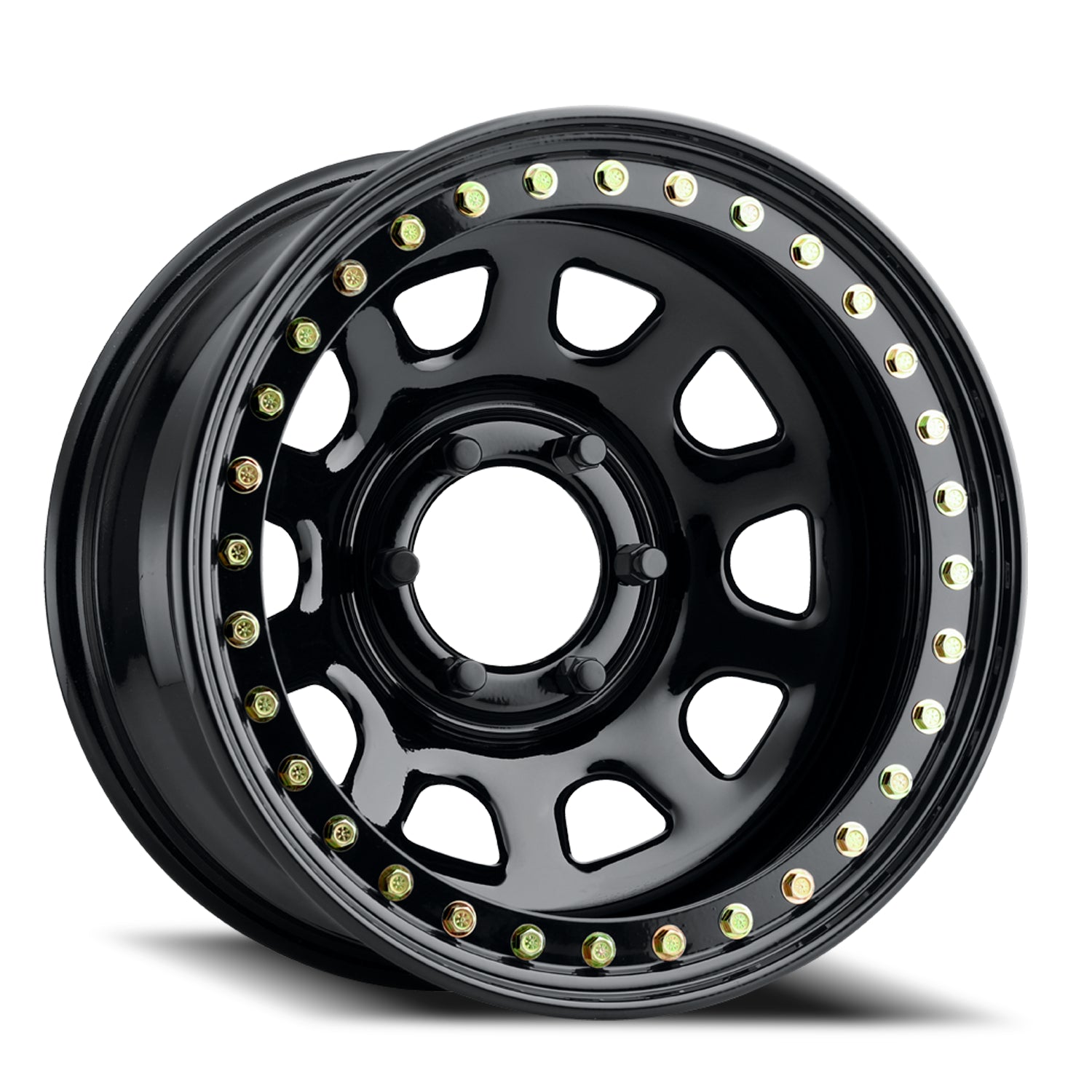 Raceline Aluminum Wheels 15x8 Black Daytona RT51 Gloss Black Beadlock -19 Offset 6 on 139.7 Bolt Pattern 107.95 Bore