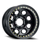 Raceline Aluminum Wheels 17x9.5 Rock 8 RT81 Gloss Black Beadlock Offset 6 on 139.7 Bolt Pattern 107.95 Bore