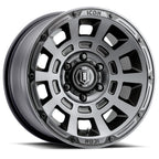Thrust 17 X 8.5 / 5 X 5 / -6 MM / 4.5 Inch Back Space Smoked Satin Black, ICON Alloys