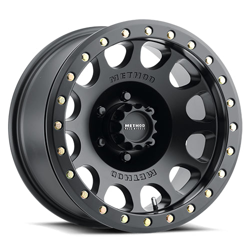 Method Aluminum Wheels 17x9 Beadlock MR105 Bolt Pattern 8 On 165.1 Offset -38 Lip Size 1.77 Matte Black MB