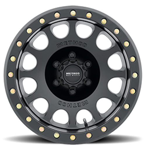 Method Aluminum Wheels 17x9 Beadlock MR105 Bolt Pattern 8 On 165.1 Offset -38 Lip Size 1.77 Matte Black MB