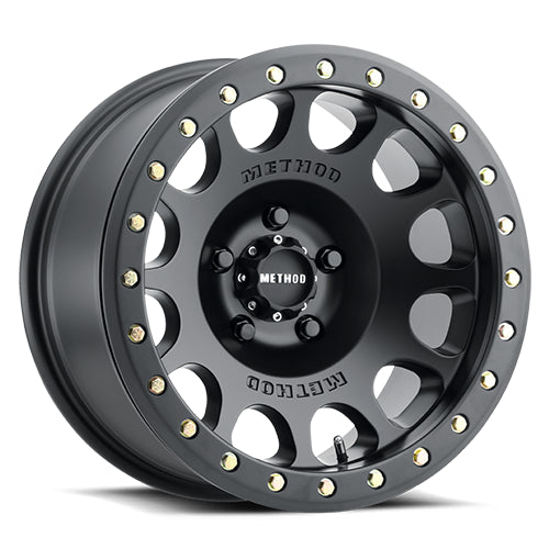 Method Aluminum Wheels 17x9 Beadlock MR105 Bolt Pattern 5 On 114.3 Offset -38 Lip Size 1.77 Matte Black MB