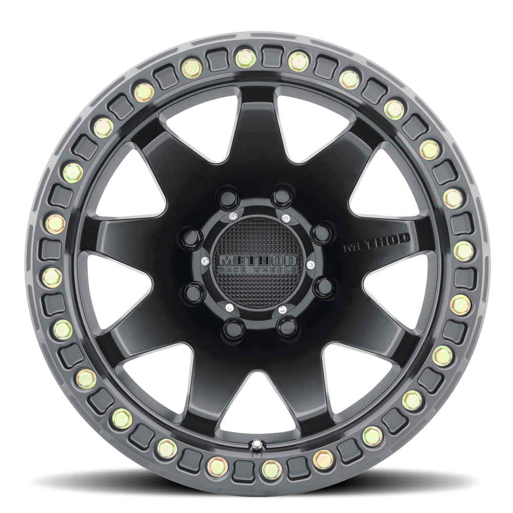 Method Aluminum Wheels 17x9 MR108 Bolt Pattern 8 On 165.1 Offset -44 Lip Size 0.63 Matte Black MB