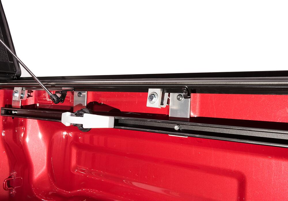 BAKFlip G2 Hard Folding Truck Bed Cover Rail Mounts Near Top of Bed Rail Rails Can Be Lowered Using Drop Down Brackets 2022-2026 Toyota Tundra with or without Deck Rail System without Trail Special Edition Storage Boxes BAK