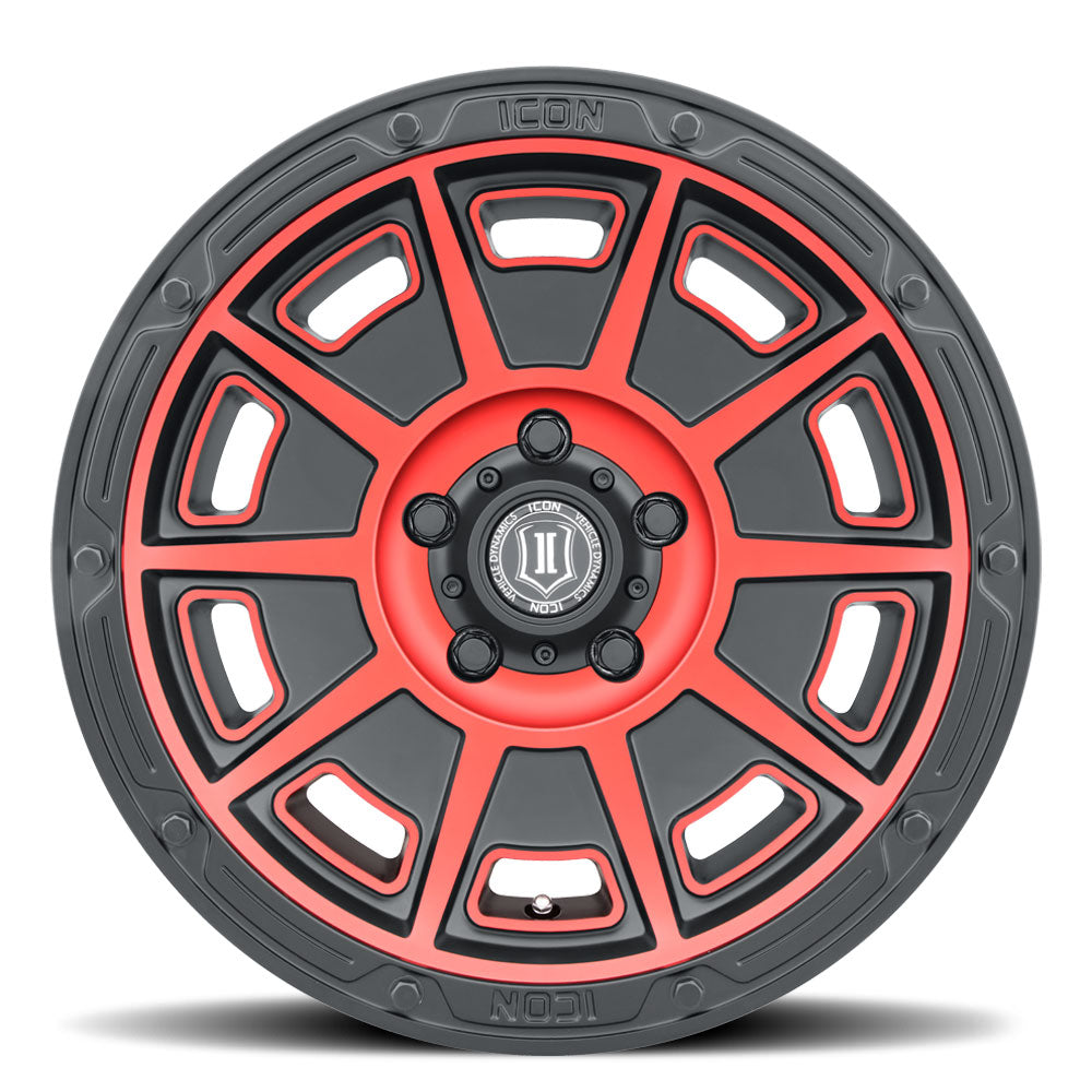 Victory 17 X 8.5 / 6X135 / 6MM / 5 Inch Back Space Satin Black W/ Red Tint, ICON Alloys