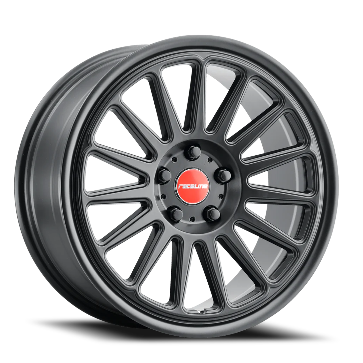 Aluminum Wheels 17x9 Grip 315B Satin Black Red and Black Logo Raceline Wheels