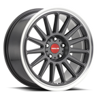 Aluminum Wheels 17x9 Grip 315G Gloss Gunmetal Grray Machined Lip-Red Logo Raceline Wheels