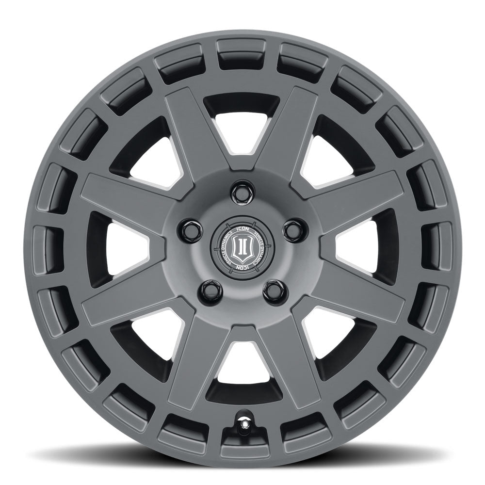 Compass 17 X 8.5 / 6X135 / 6MM / 5 Inch Back Space Satin Black, ICON Alloys