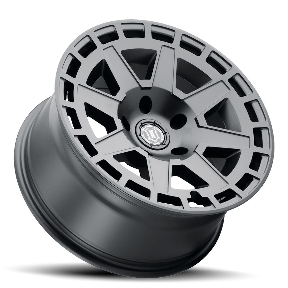 Compass 17 X 8.5 / 5X5 / -6MM / 4.5 Inch Back Space Satin Black, ICON Alloys