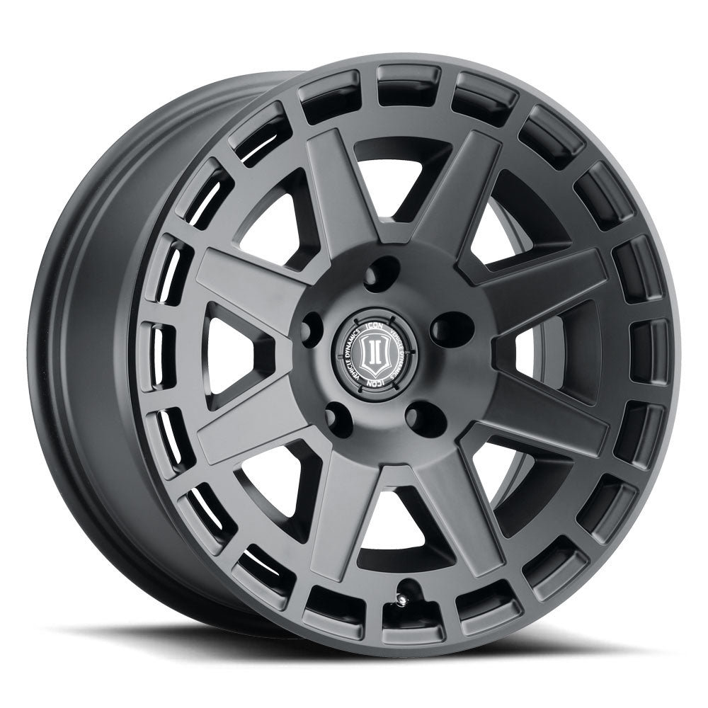 Compass 17 X 8.5 / 6X5.5 / 0MM / 4.75 Inch Back Space Satin Black, ICON Alloys