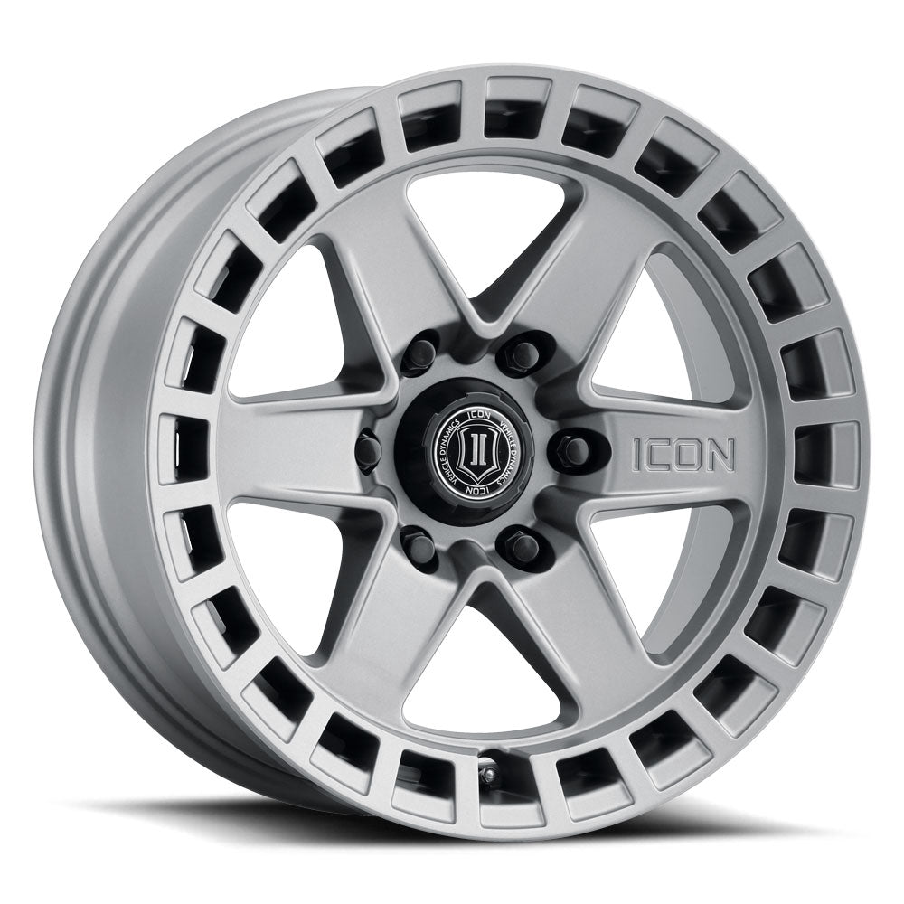 Raider 17 X 8.5 / 6 X 5.5 / 0 MM / 4.75 Inch Back Space Titanium, ICON Alloys