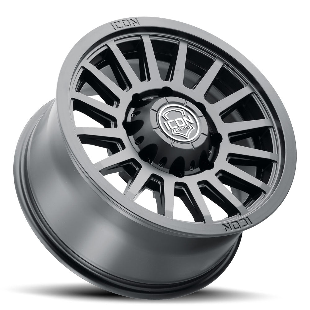 Recon Six 18 X 9 / 8 X 6.5 12MM Offset 5.5 Inch Back Space Satin Black, ICON Alloys