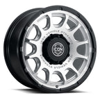 ICON Alloys Rancho 20x9 / 8x6.5 / 12mm / 5.5in BS Silver MACH w/ Gloss Black Lip