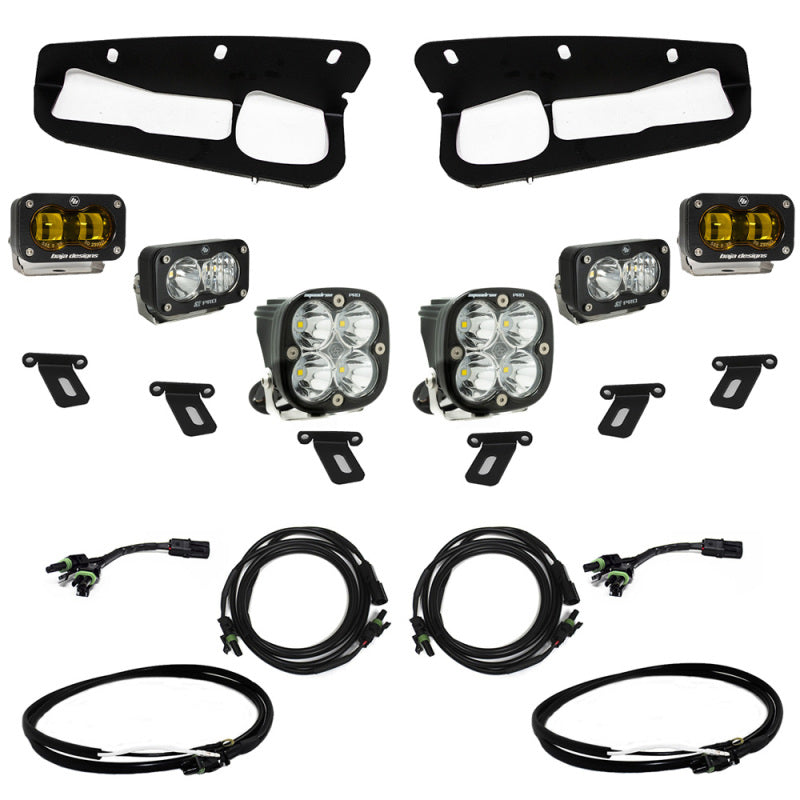 Baja Designs 21-22 Ford Bronco w/Steel Bumper S2 SAE Pro Fog Pocket Light Kit w/Upfitter - Amber-LTW Motorsports