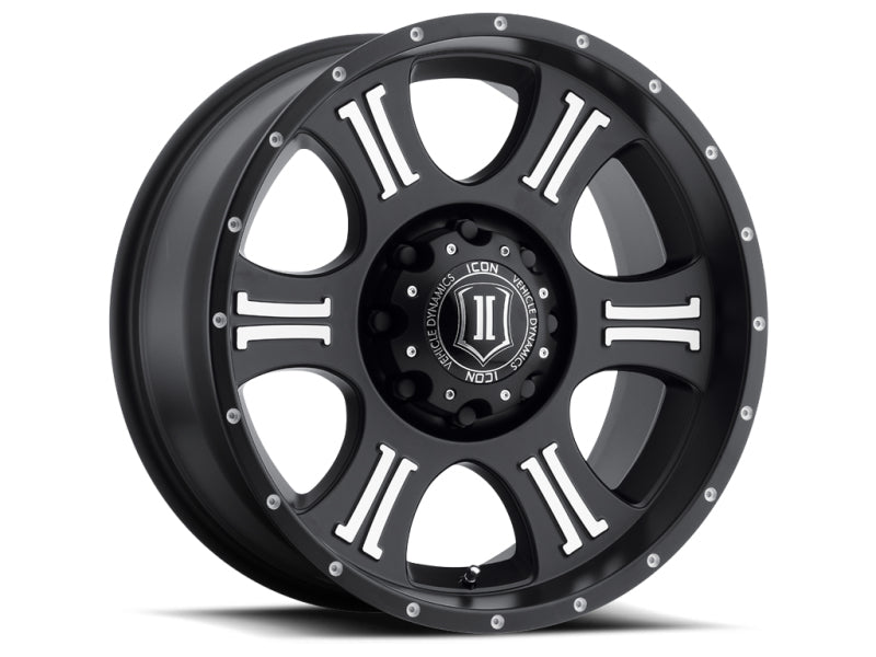 ICON Shield 20x9 5x150 16mm Offset 5.625in BS 110.1mm Bore Satin Black/Machined Wheel-LTW Motorsports